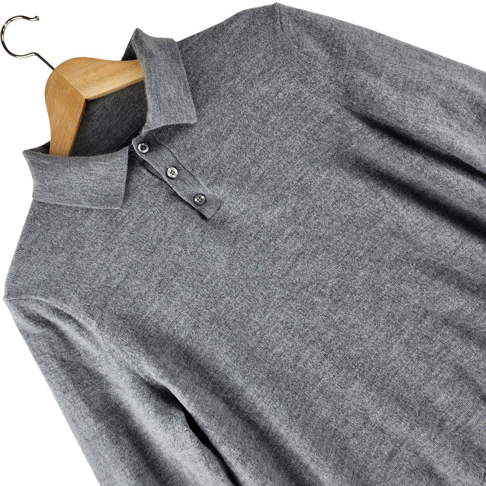 Christian Lacroix Polo Sweater Mens Medium Gray Classic 100% Merino Wool